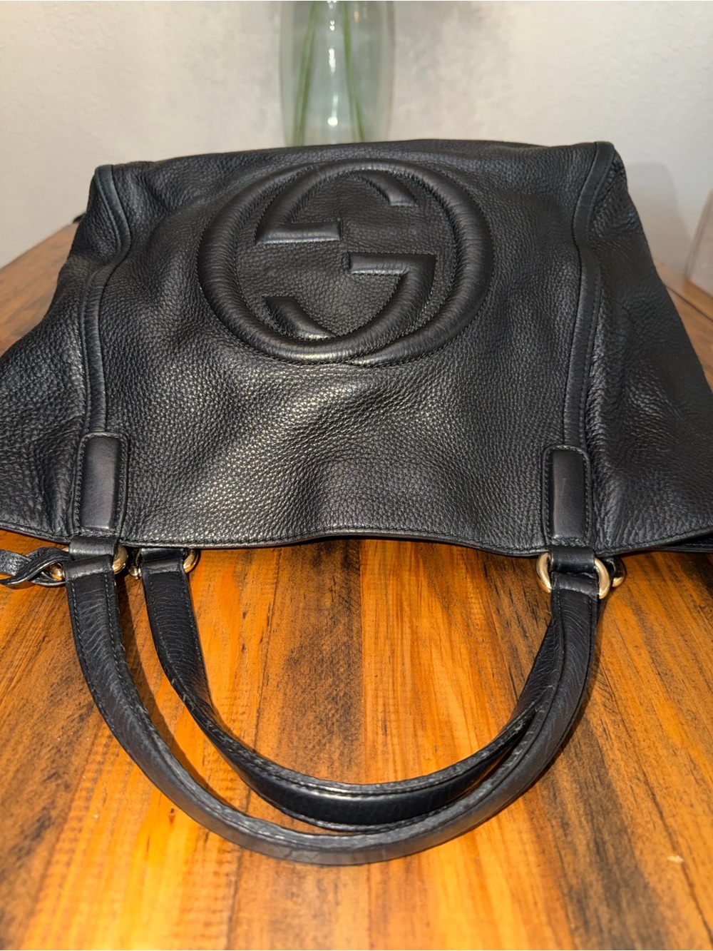 GUCCI Black Pebbled Leather Interlocking GG Soho - Picture 10 of 16